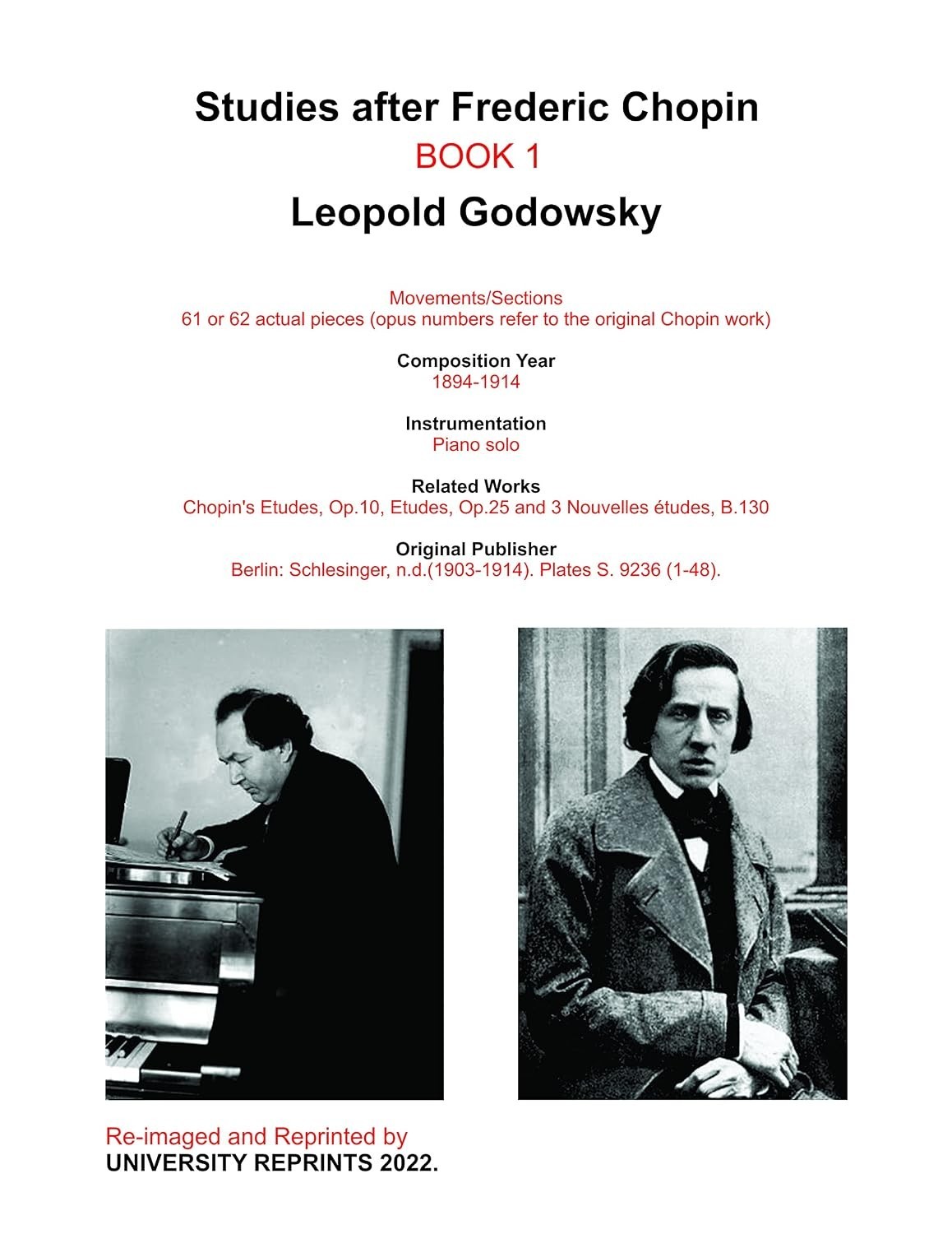 Etudes d\'Apres Chopin (Studies after Chopin) Book 1 (nos. 1-12a) Leopold Godo...