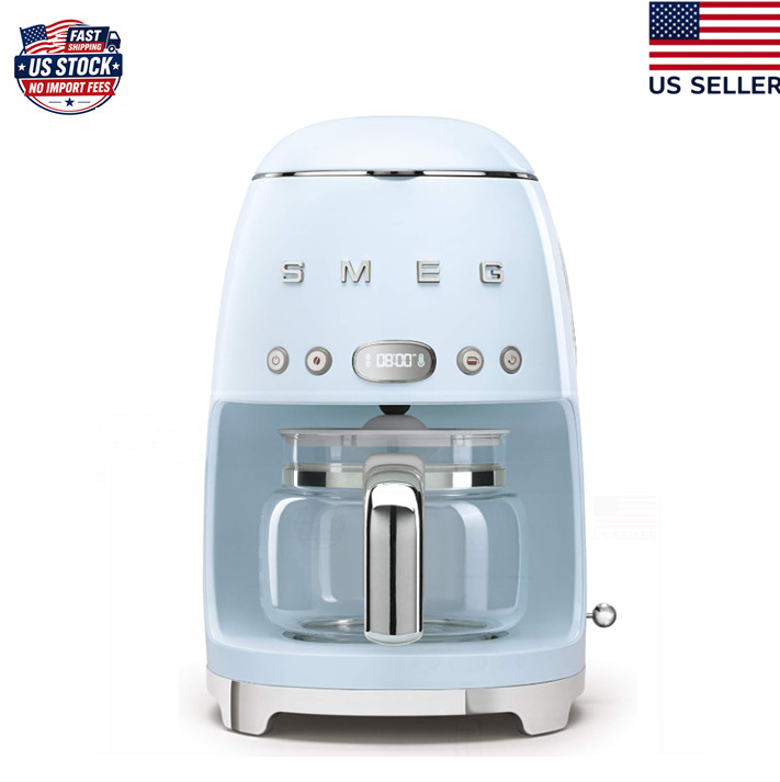 Smeg 50\'s Retro Drip Coffee Machine w 10 Cup Glass Carafe, DCF02 ,Pastel Blue
