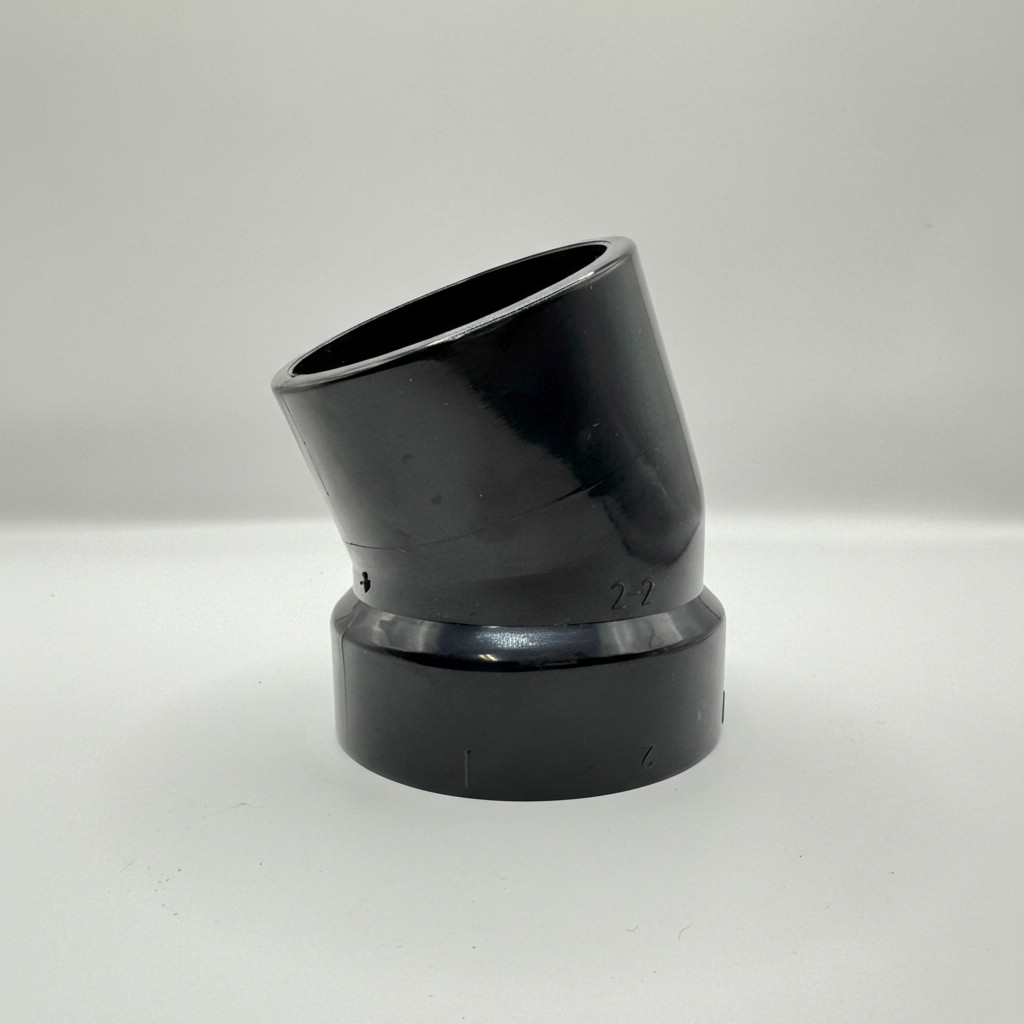 ABS DWV 22.5° Street Elbow (1/16 Bend) Spigot x Hub – Available in 1-1/2\