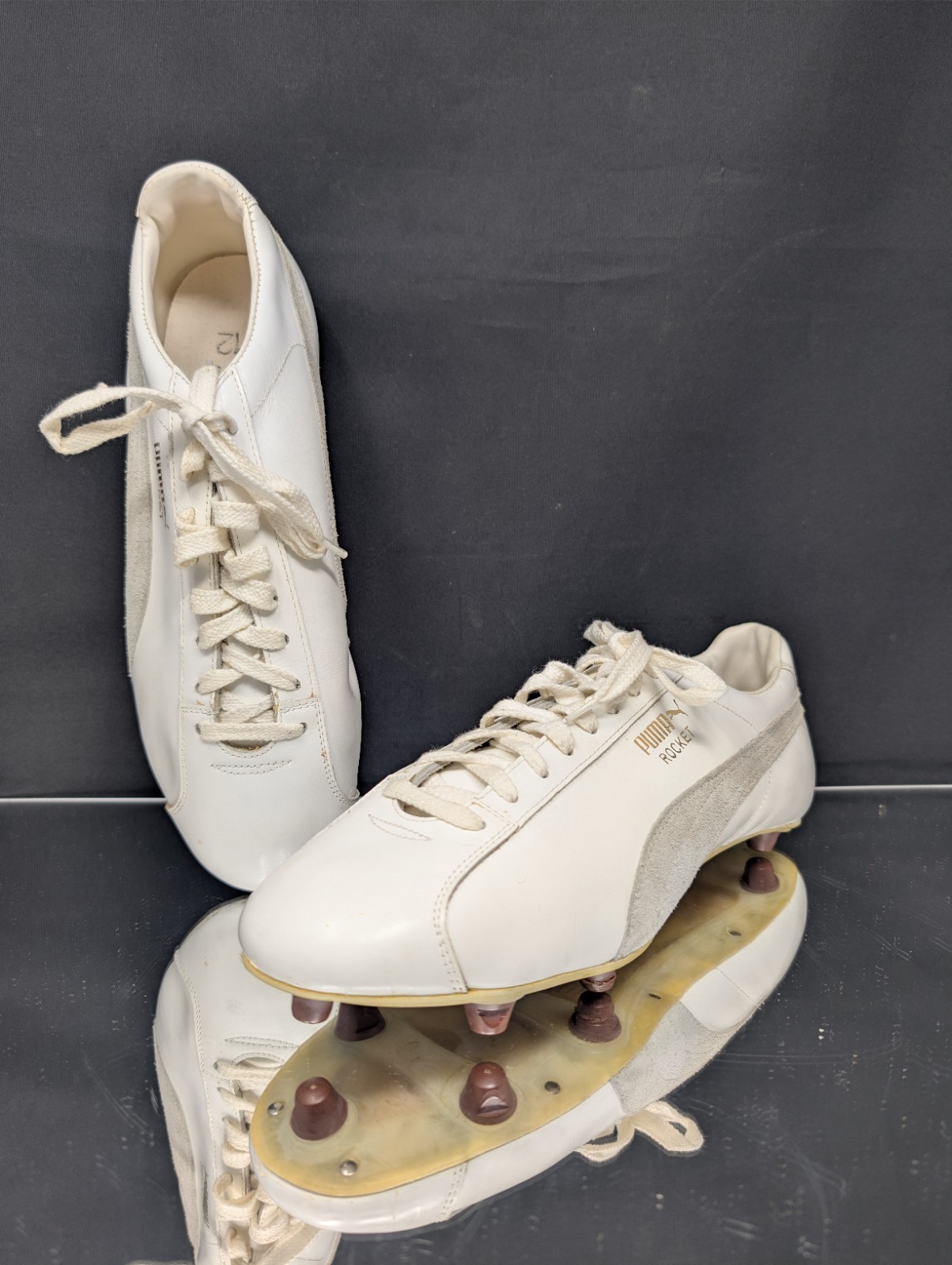 (12) NOS 1970s-80s Puma Rocket CLEATS Yugoslavia WHITE Soccer Football