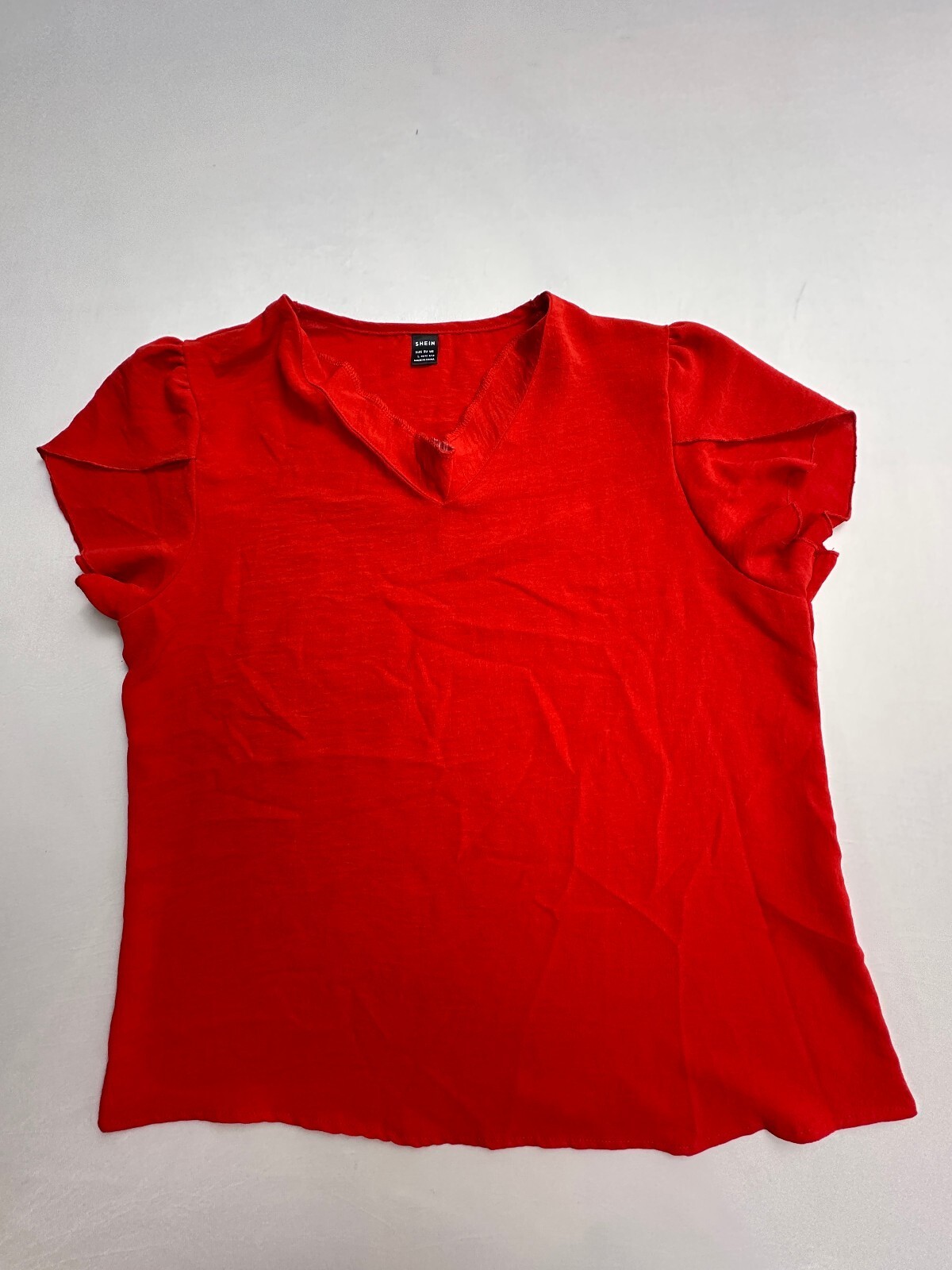 SHEIN Red V-Neck Flutter Sleeve Blouse Women\'s L