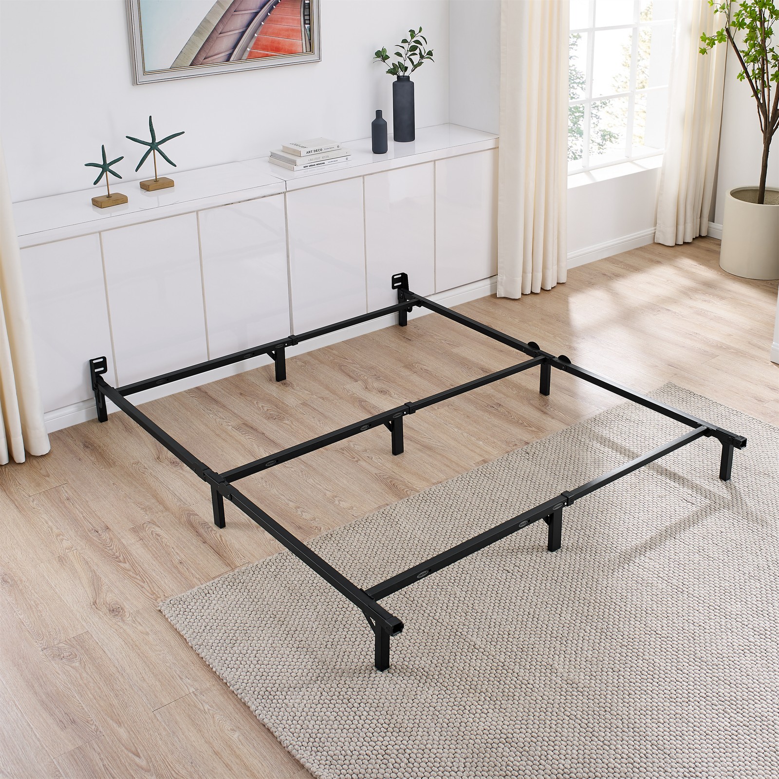 Mainstays Adjustable Metal Bed Frame, Twin/Full/Queen, 7-inch Height, Black Mainstays Adjustable Metal Bed Frame, Twin/Full/Queen, 7-inch Height, Black