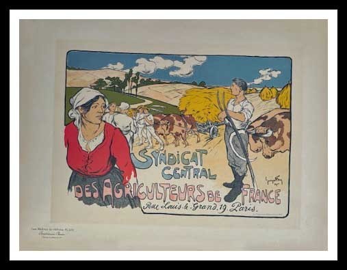 Georges FAY: Farmers of France, original lithograph signed 1900