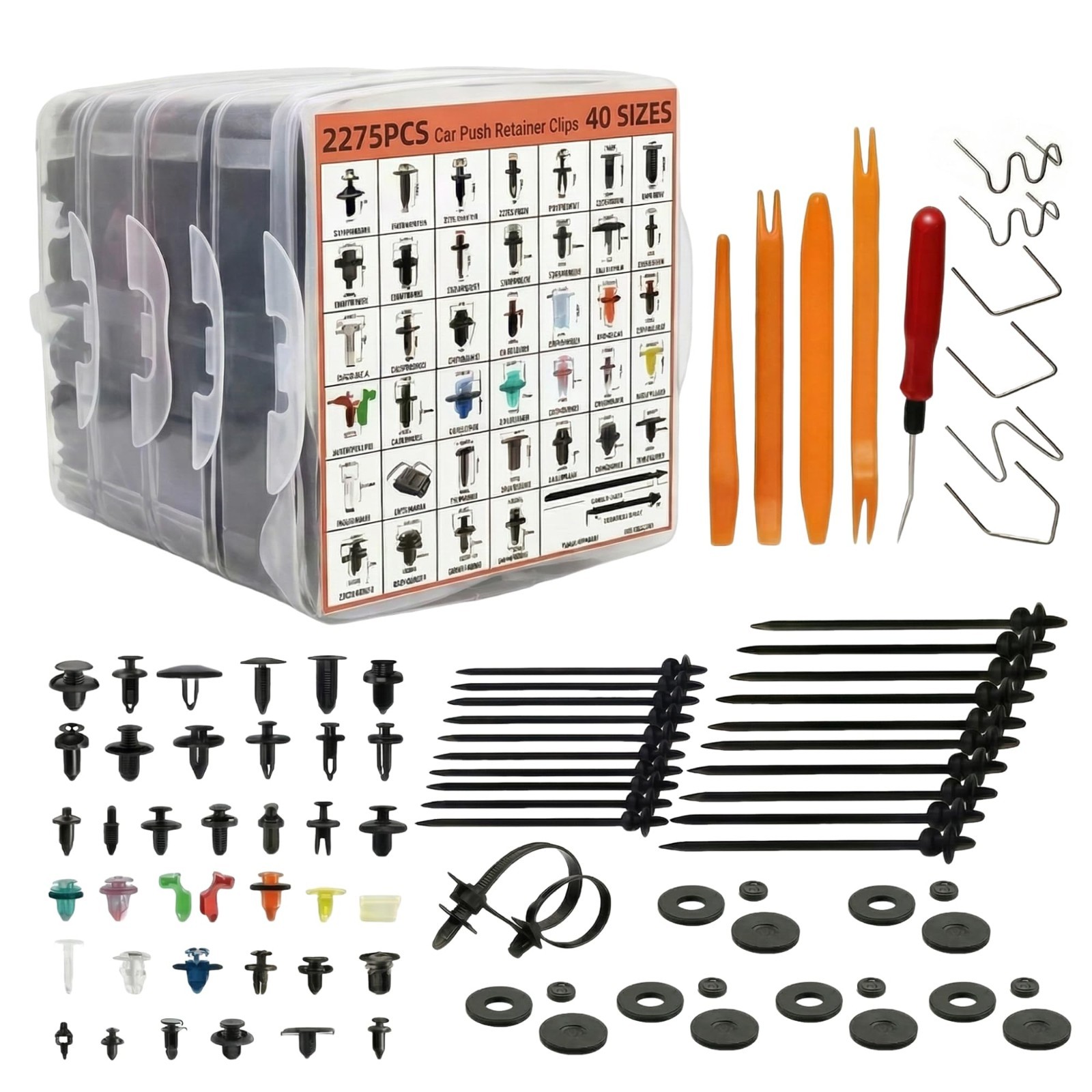 2275PCS Car Retainer Auto Fasteners Body Plastic Trim Clips Pin Rivet Bumper Kit