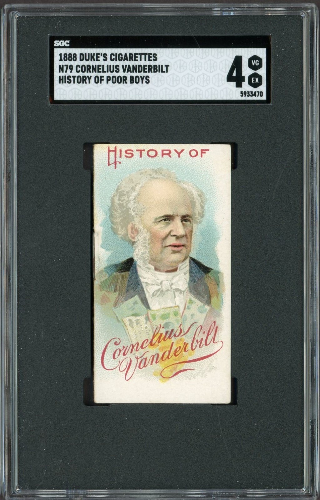 1888 N79 Duke Cigarettes HISTORY OF POOR BOYS (SGC 4 VG/EX) Cornelius Vanderbilt 1888 N79 Duke Cigarettes HISTORY OF POOR BOYS (SGC 4 VG/EX) Cornelius Vanderbilt