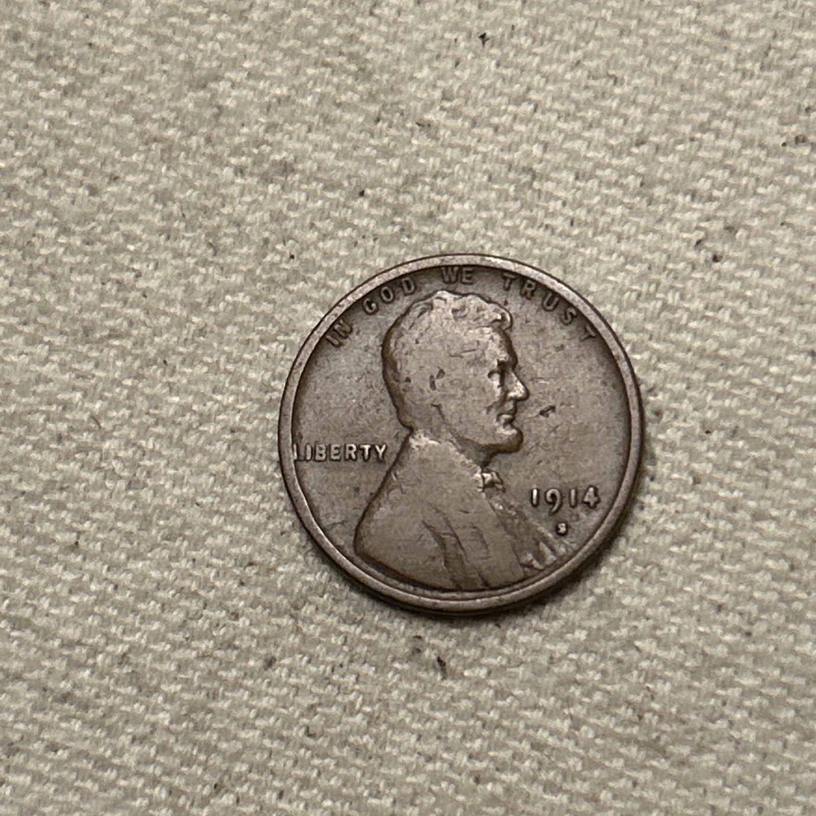 1914-S Lincoln Wheat Cent — Circulated Exact Coin Semi-Key Date #JM165
