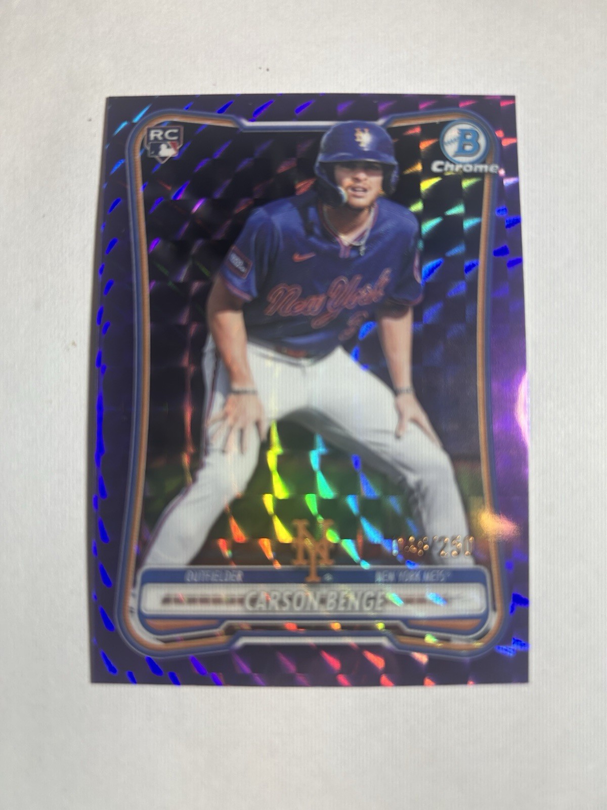 2026 Topps Bowman Chrome Carson Benge Rookie Purple Geometric /250 (B106) 2026 Topps Bowman Chrome Carson Benge Rookie Purple Geometric /250 (B106)