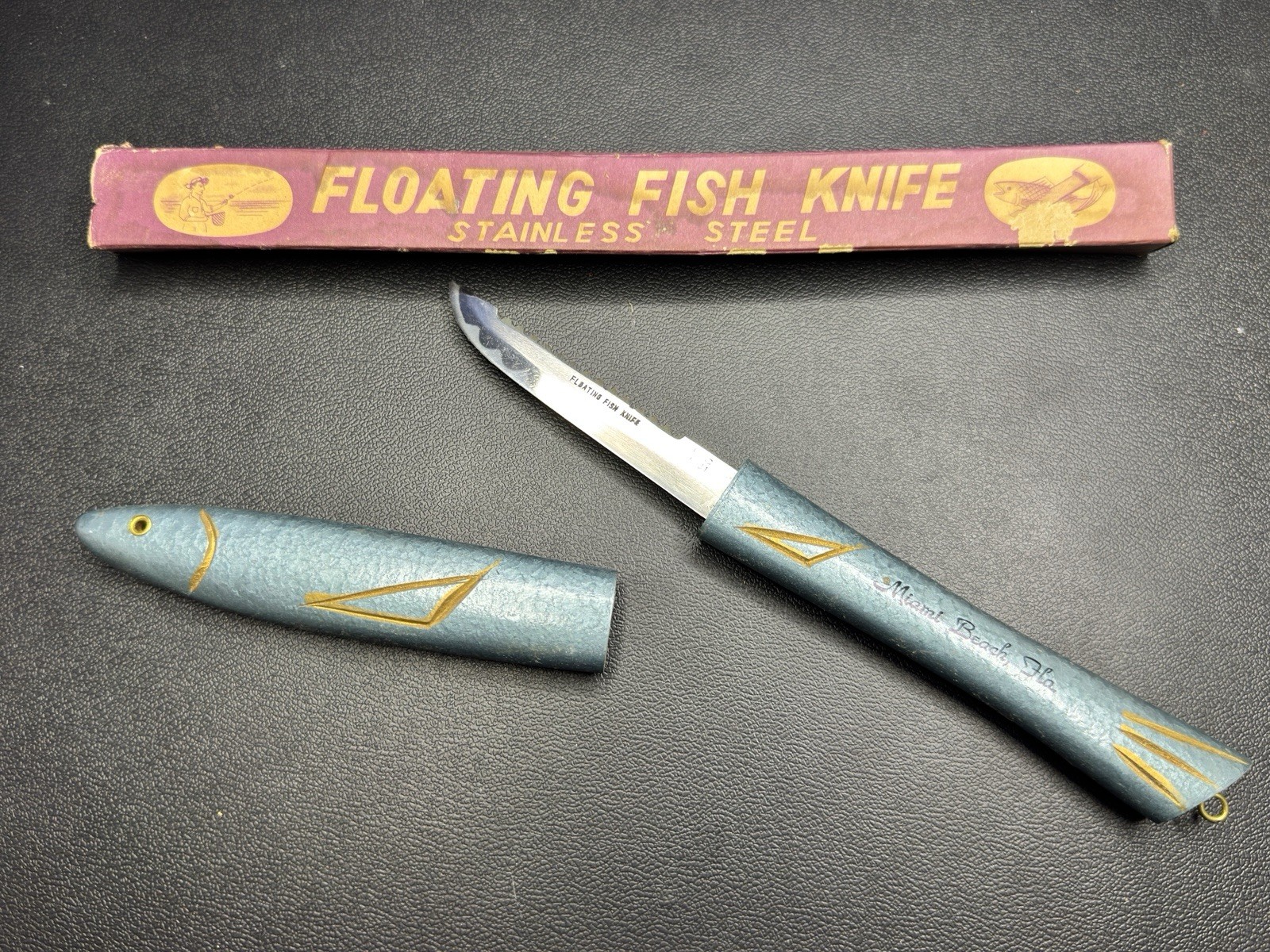 Vintage Floating Fish Knife Miami Beach FL Souvenir Stainless Steel w/ Box 