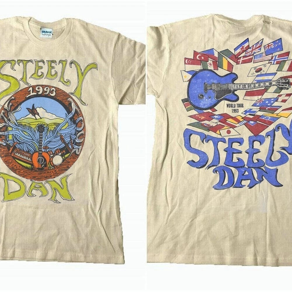 1993 Steely Dan Tour Rare 2 Side Sand T shirt classic style Men Women 1993 Steely Dan Tour Rare 2 Side Sand T shirt classic style Men Women