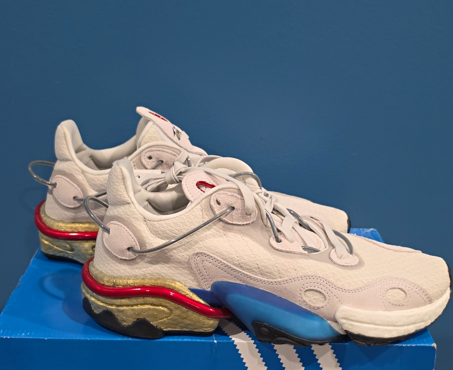 adidas Torsion X White/Red/Gold/Blue Men Low Top Lace Up Sneakers adidas Torsion X White/Red/Gold/Blue Men Low Top Lace Up Sneakers