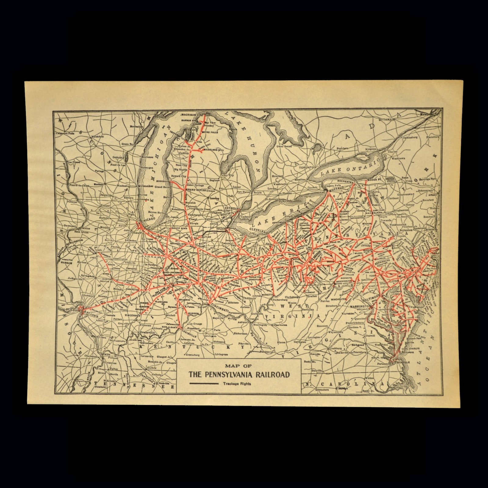 Vintage Pennsylvania Railroad Map PRR Railway System Old Antique ca 1929 Vintage Pennsylvania Railroad Map PRR Railway System Old Antique ca 1929