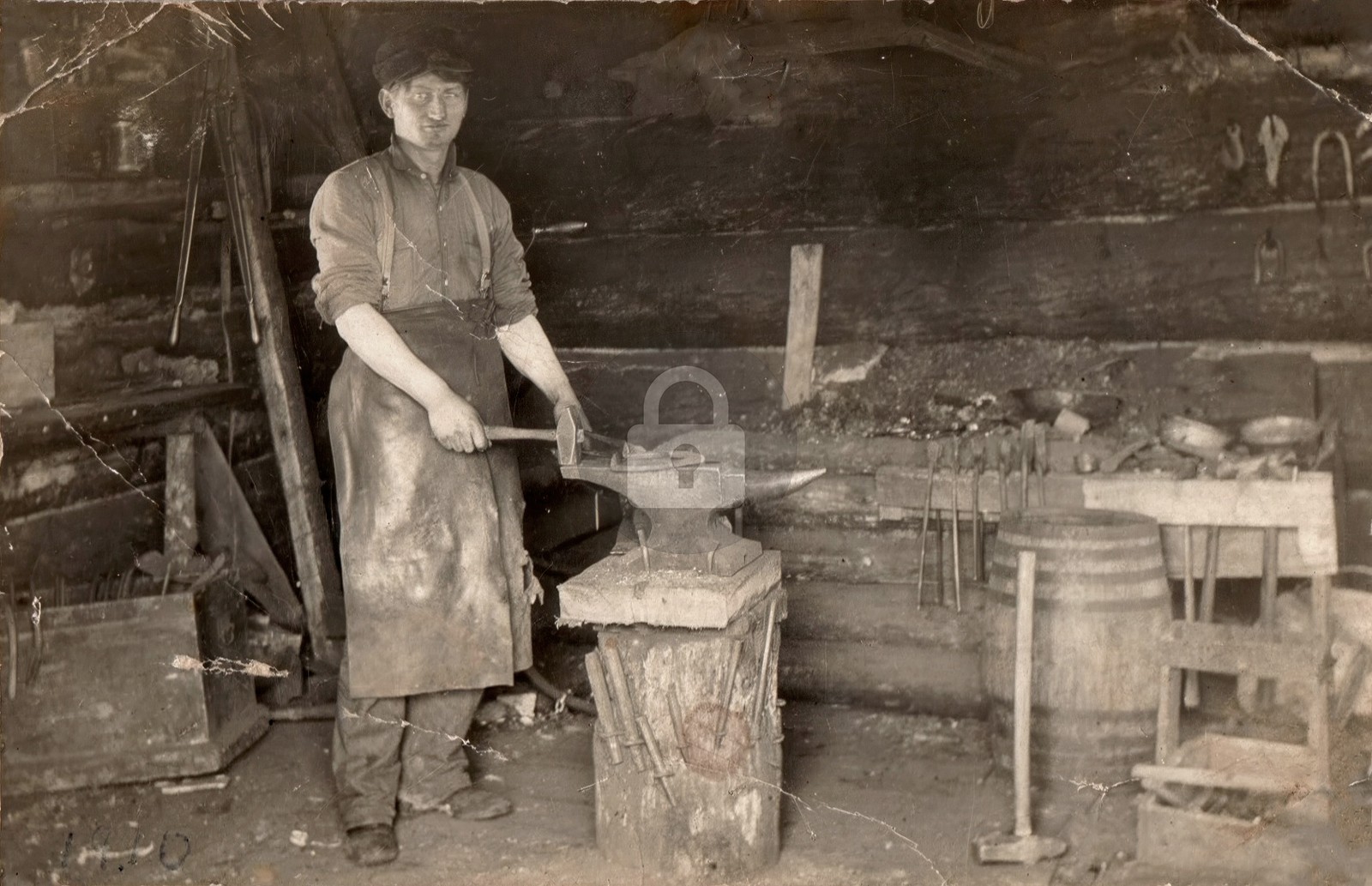 c1910\'s Man Blacksmith Mt. Horeb Wisconsin WI RPPC Photo Postcard COPY c1910\'s Man Blacksmith Mt. Horeb Wisconsin WI RPPC Photo Postcard COPY