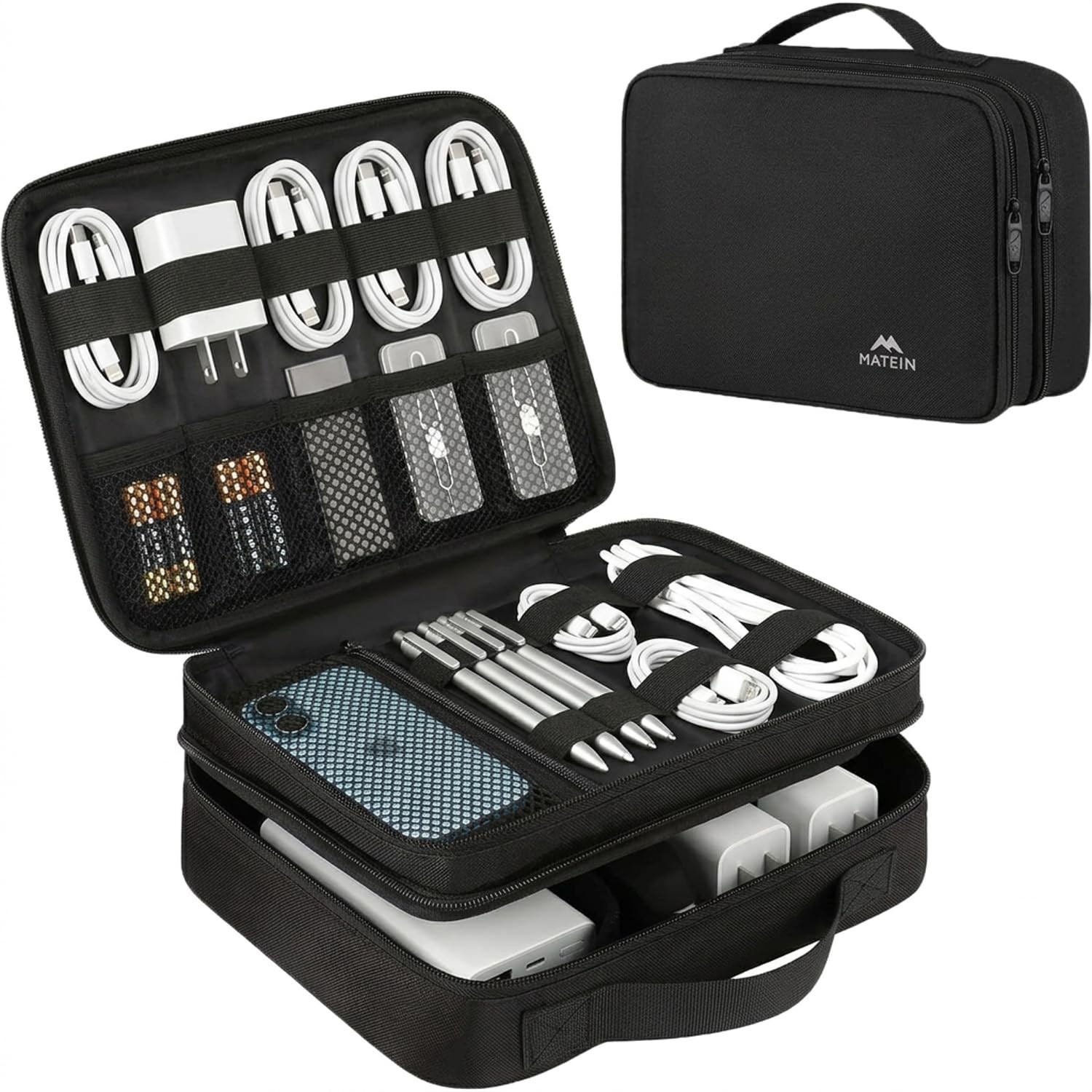 MATEIN Electronics Organizer Travel Case, Cable Medium, Antique Black MATEIN Electronics Organizer Travel Case, Cable Medium, Antique Black