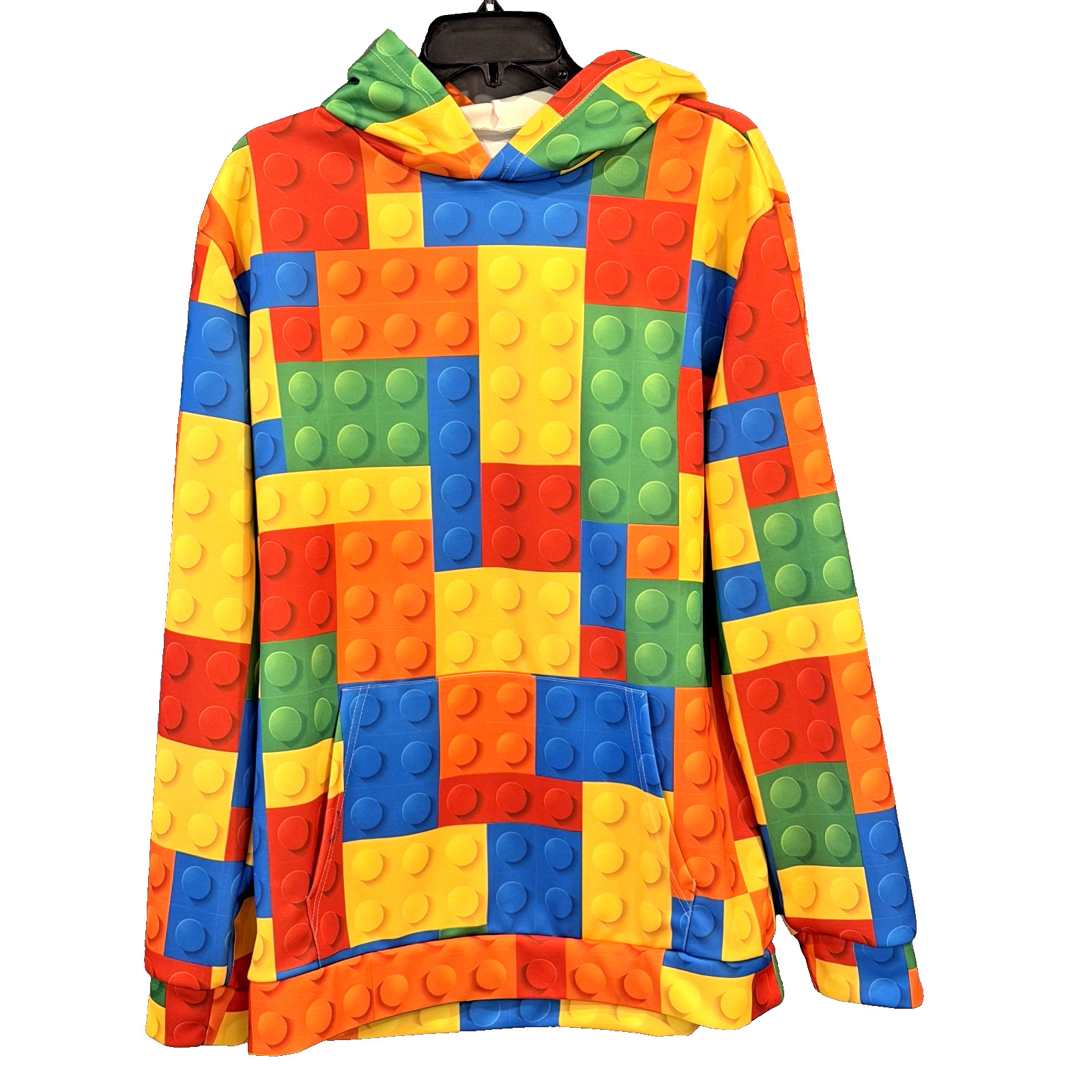 Colorful Building Block Hoodie Men’s Large Fun Festival Pullover