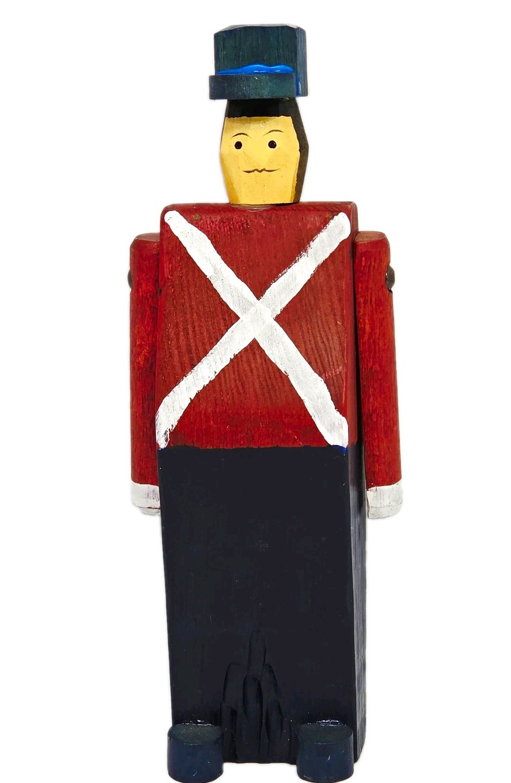 Vintage Folk Art Wooden Toy Soldier Christmas Figure Jointed Primitive Hand Made Vintage Folk Art Wooden Toy Soldier Christmas Figure Jointed Primitive Hand Made