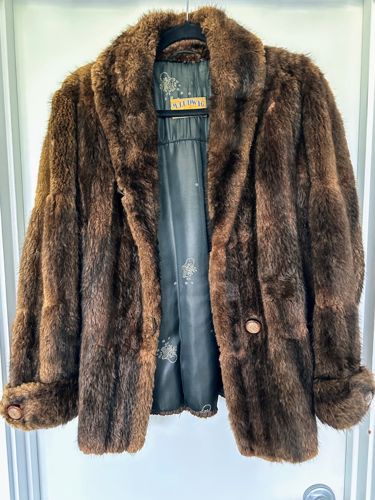 Vintage REAL Mink Fur Coat M Ludwig Furriers Winnipeg M Brown