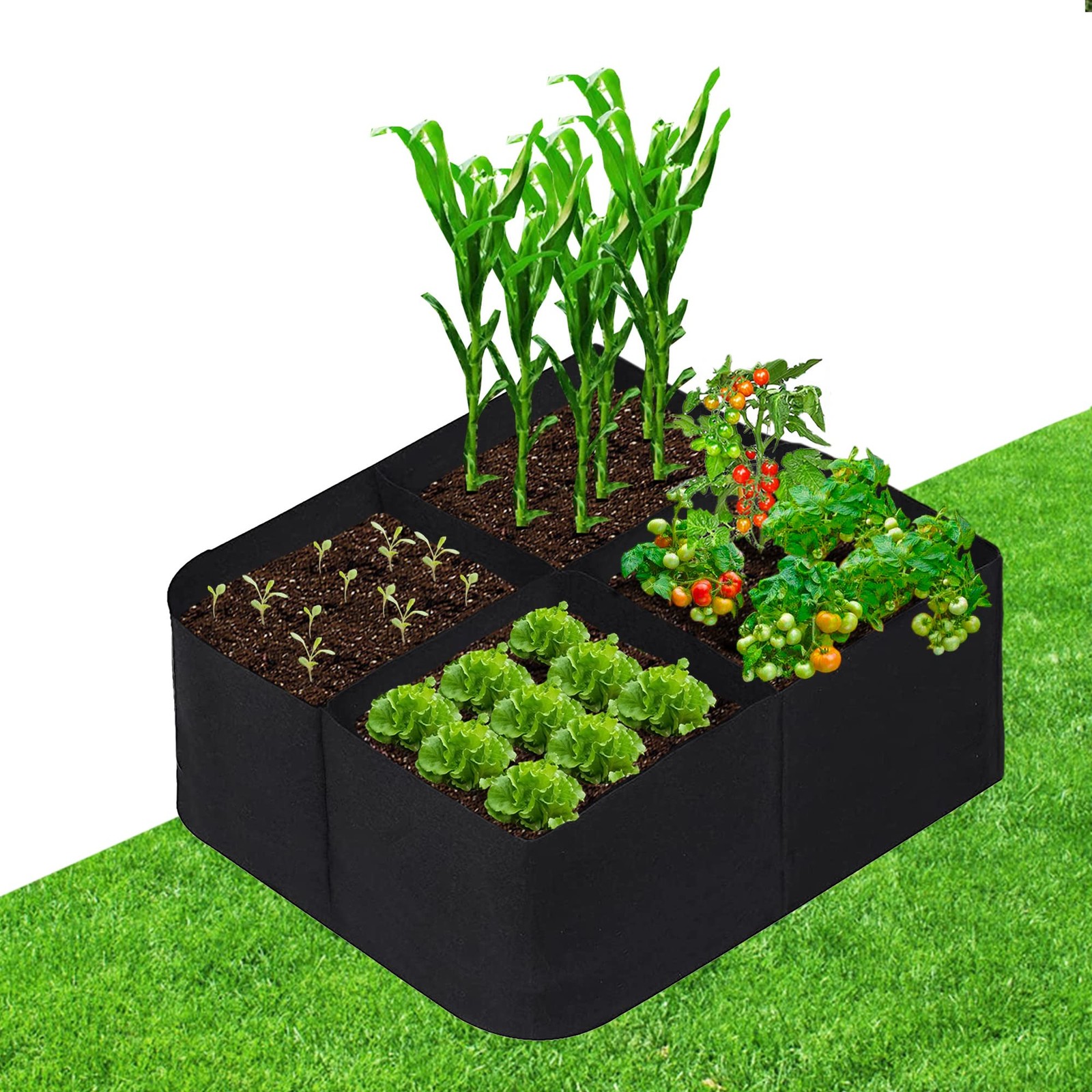 CJGQ Fabric Raised Garden Beds Outdoor, 2X2 Ft 4 1 Pack 4Grids 2x2 ft, Square CJGQ Fabric Raised Garden Beds Outdoor, 2X2 Ft 4 1 Pack 4Grids 2x2 ft, Square