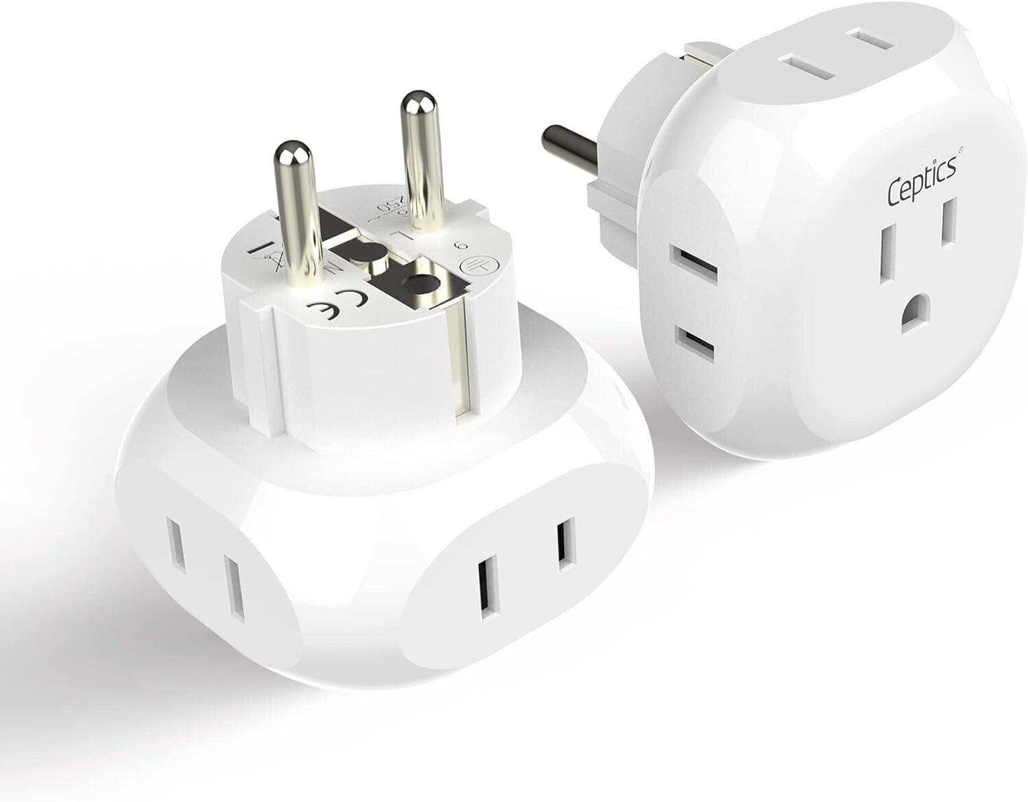 Ceptics European Travel Adapter Germany France USA to Type E/F 2 Pack Ceptics European Travel Adapter Germany France USA to Type E/F 2 Pack