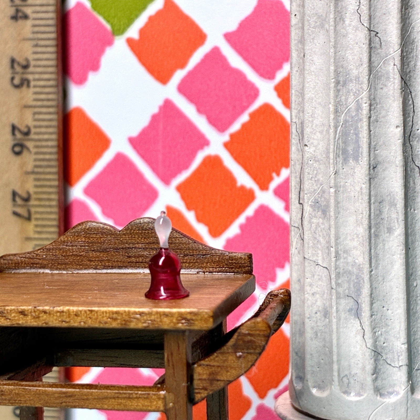 Vintage 1:12 Dollhouse Miniatures Hand Blown Cranberry Glass Bell Vintage 1:12 Dollhouse Miniatures Hand Blown Cranberry Glass Bell