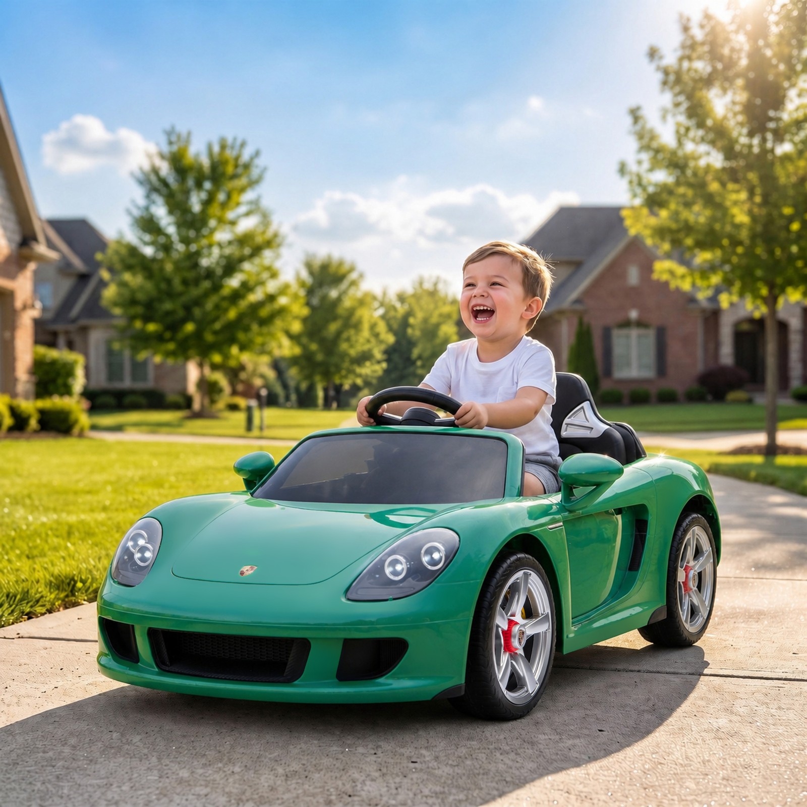 Qaba 12V Kids Ride On Car, Licensed Porsche Carrera GT with Remote, Green