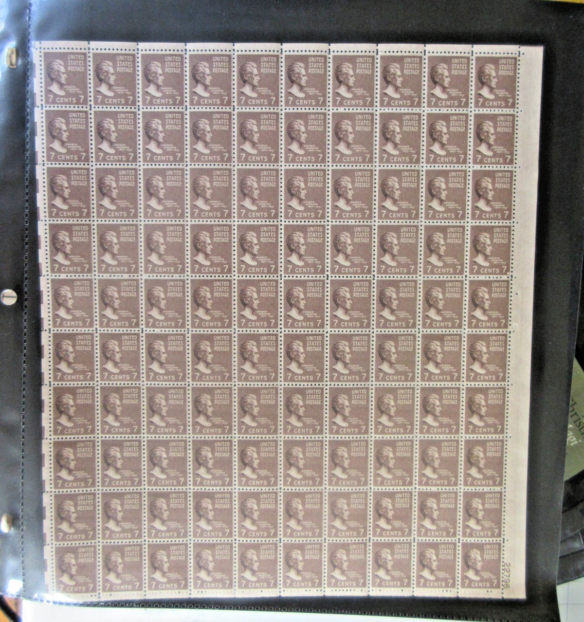 #812 7c Jackson Sheet Mint NH