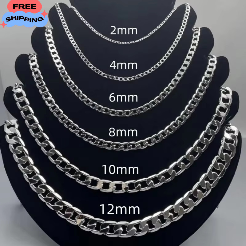 Hot 925 Sterling Solid Silver Sideways Chain Women Men Necklace Jewelry Gift Hot 925 Sterling Solid Silver Sideways Chain Women Men Necklace Jewelry Gift