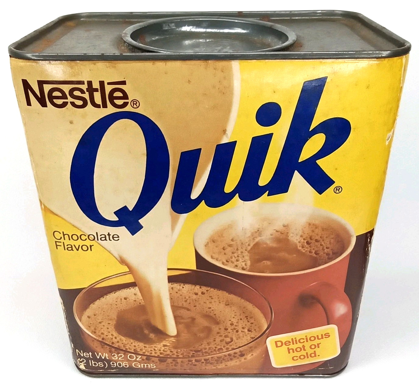 Nestle Quik Chocolate Advertising Container With Lid Vintage 1970s Made In USA