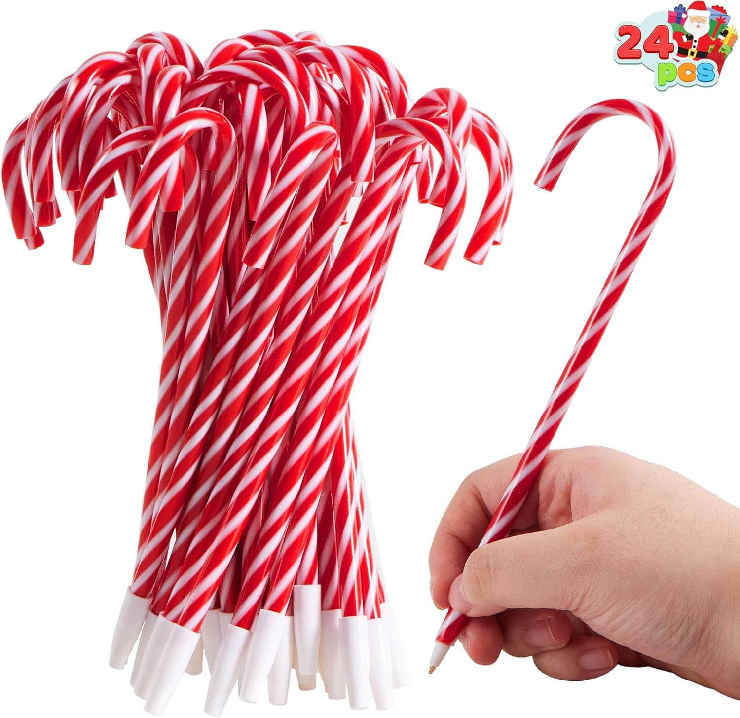 JOYIN 24 Pcs Christmas Candy Cane Ball Point Pens 1 Count (Pack of 24), Red 