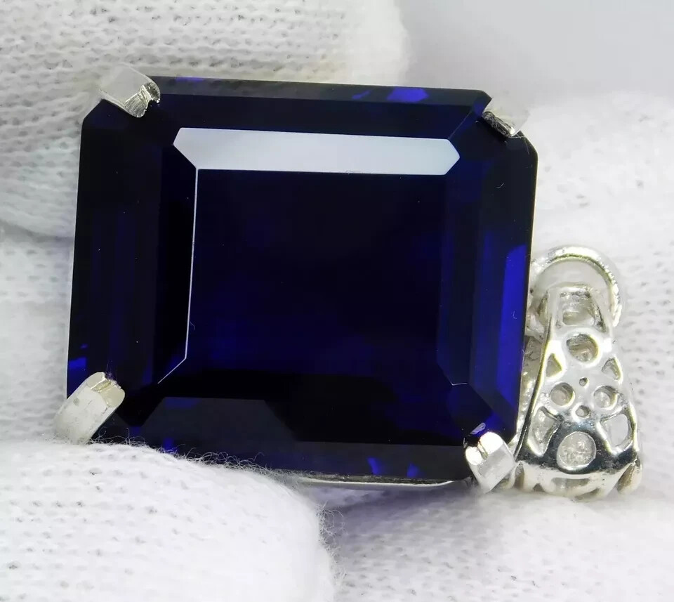 Natural 95.40 Ct+ Topaze Blue Pendant Emerald Cut CERTIFIED Gemstone