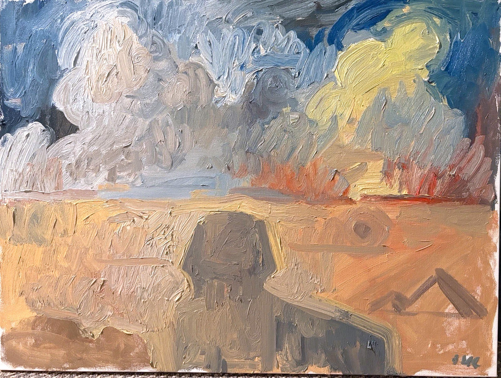 Surrealism Sphinx Sunset Clouds Egypt Oil Painting On 18”x24” Canvas Original