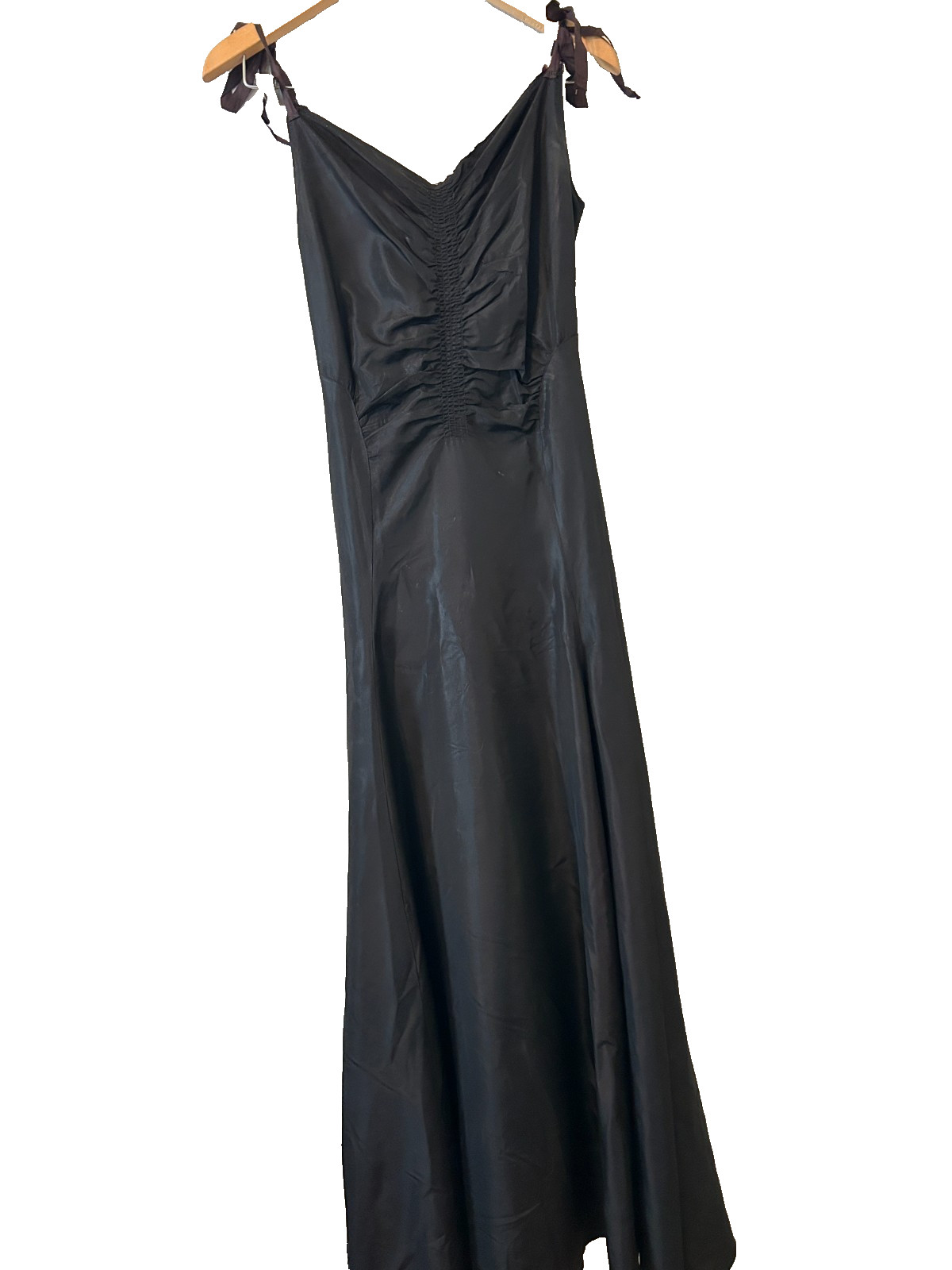 Vintage 1930s Black Taffeta Slip Dress Plunge Back Gown 136\ Vintage 1930s Black Taffeta Slip Dress Plunge Back Gown 136\