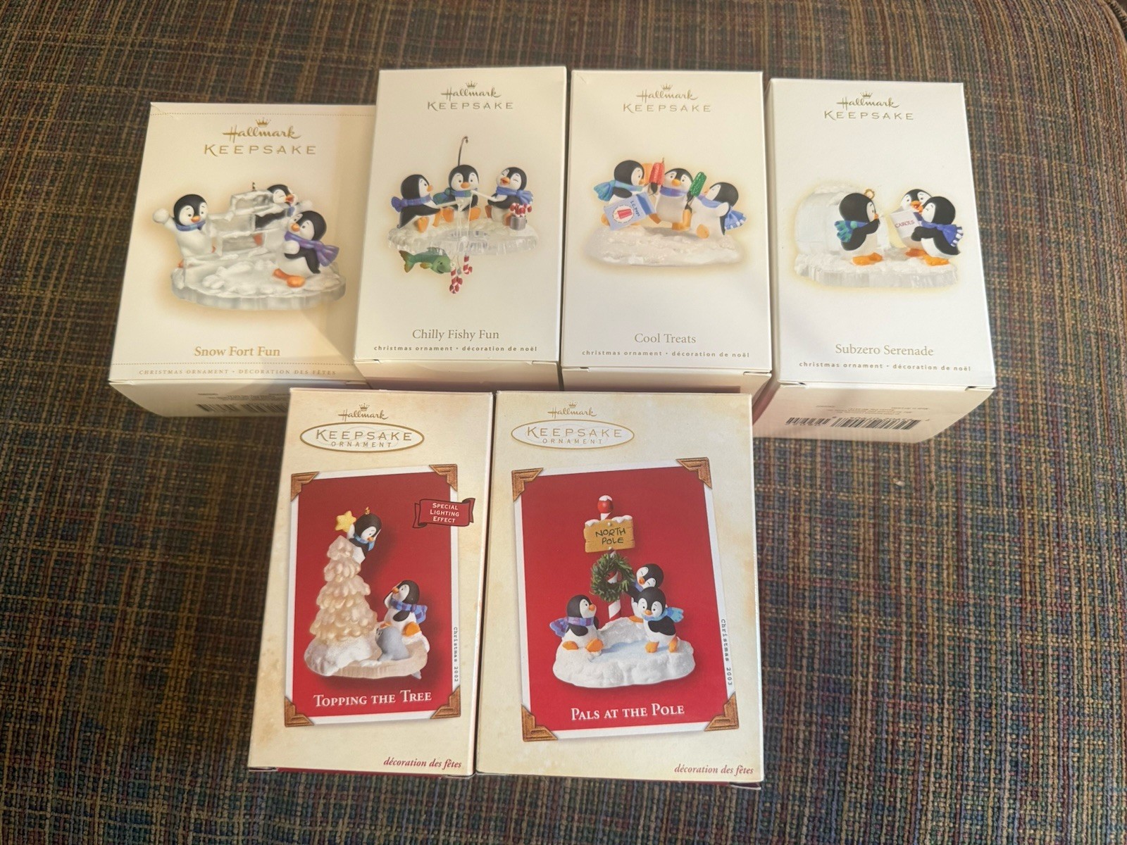 Hallmark Keepsake Penguin Ornament Series Complete Set of 6 2002-2009 w/ Boxes