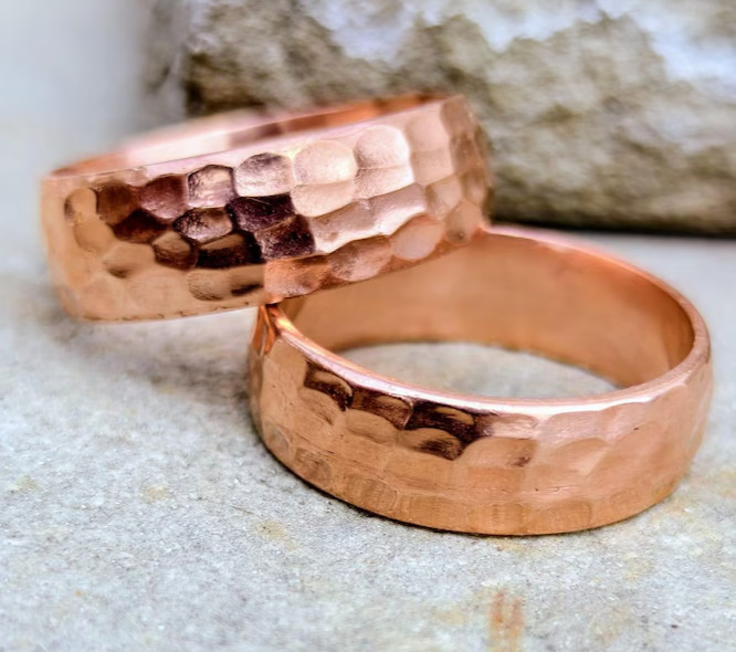 Solid Copper Adjustable Minimalist Healing Ring, Handmade, Unisex, Hammer Band
