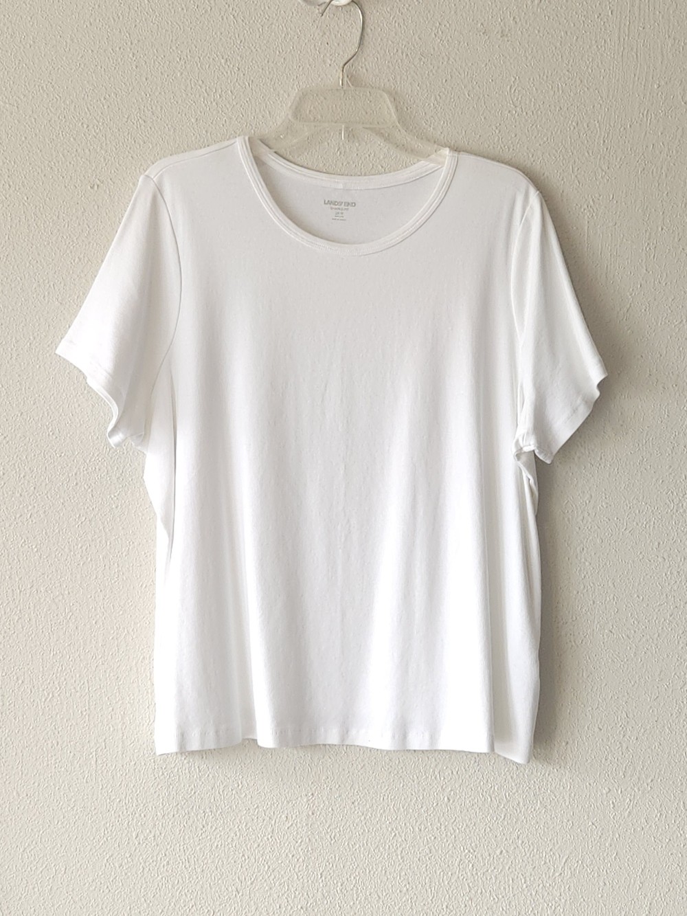 Lands\' End White Short Sleeve Crewneck Tee PLUS SIZE PETITE 2X/P Lands\' End White Short Sleeve Crewneck Tee PLUS SIZE PETITE 2X/P