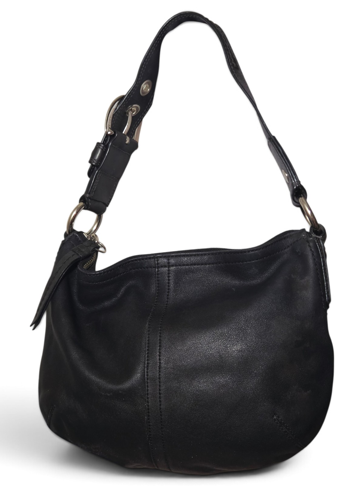 Vintage 2008 Coach Black Leather Chelsea Hobo Shoulder Bag F13196 - Y2K