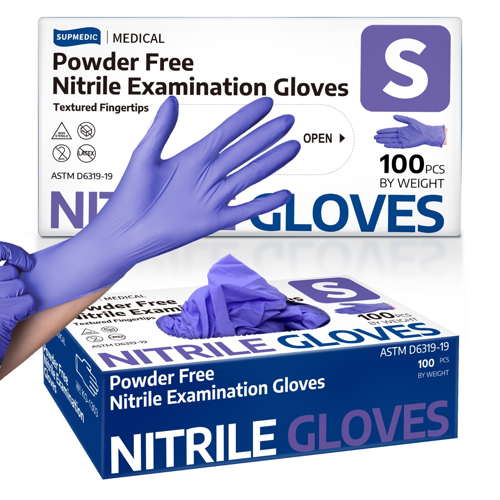 Medical Nitrile Exam Gloves 100 PCs Powder-Free Food-Safe Disposable Glove