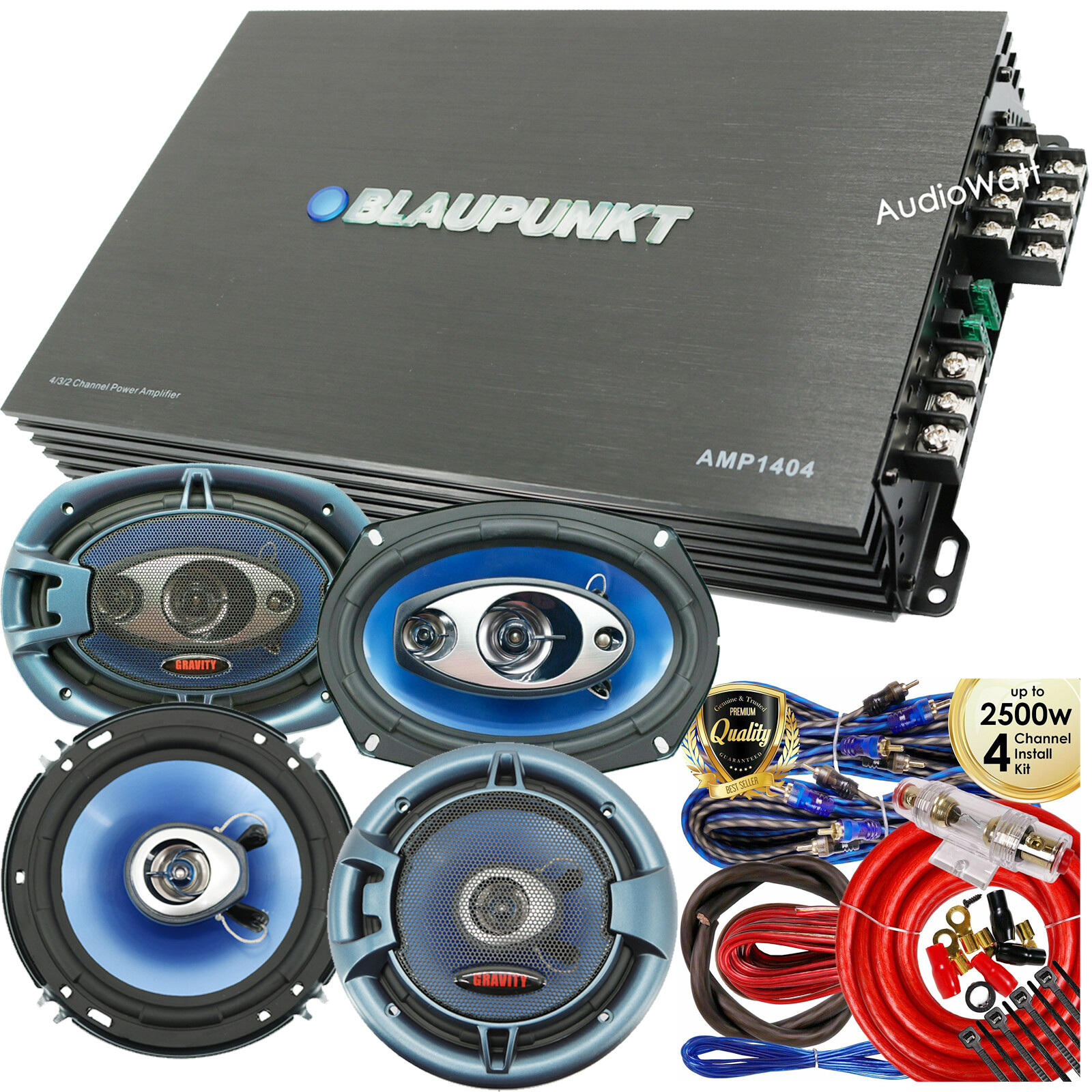 Blaupunkt AMP1404 1500 Watt Amp+ 2x Speakers 6x9\