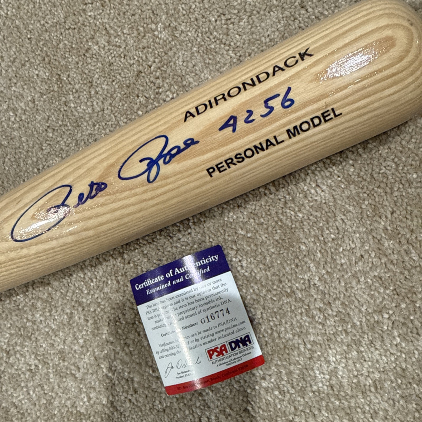 Pete Rose Signed Bat PSA G16744 Adirondack Professional Model Pete Rose Signed Bat PSA G16744 Adirondack Professional Model