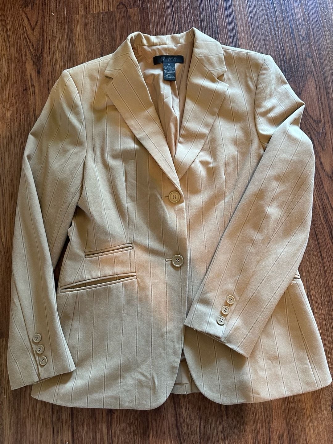 The Limited Stretch Blazer Size M Tan Pinstripe Jacket The Limited Stretch Blazer Size M Tan Pinstripe Jacket