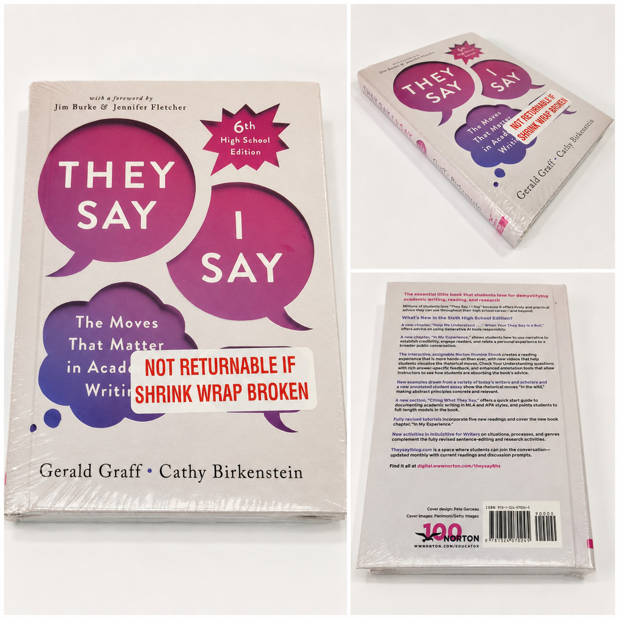 They Say I Say 6th High School Edition Graff Birkenstein New Sealed