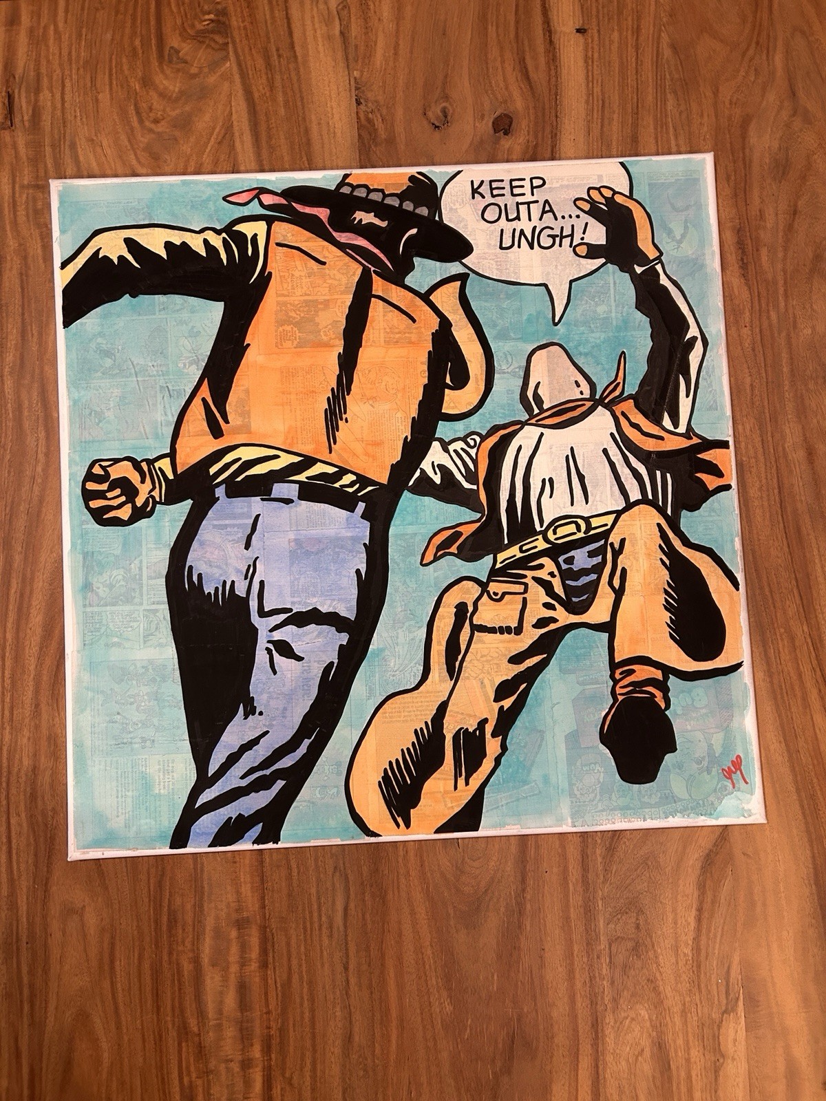 Original Mixed Media Greg McDonald Gunsmoke Cowboy Comic Pop Art Canvas 24x24
