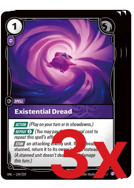 3x Existential Dread UNL Riftbound Playset NM #134/219