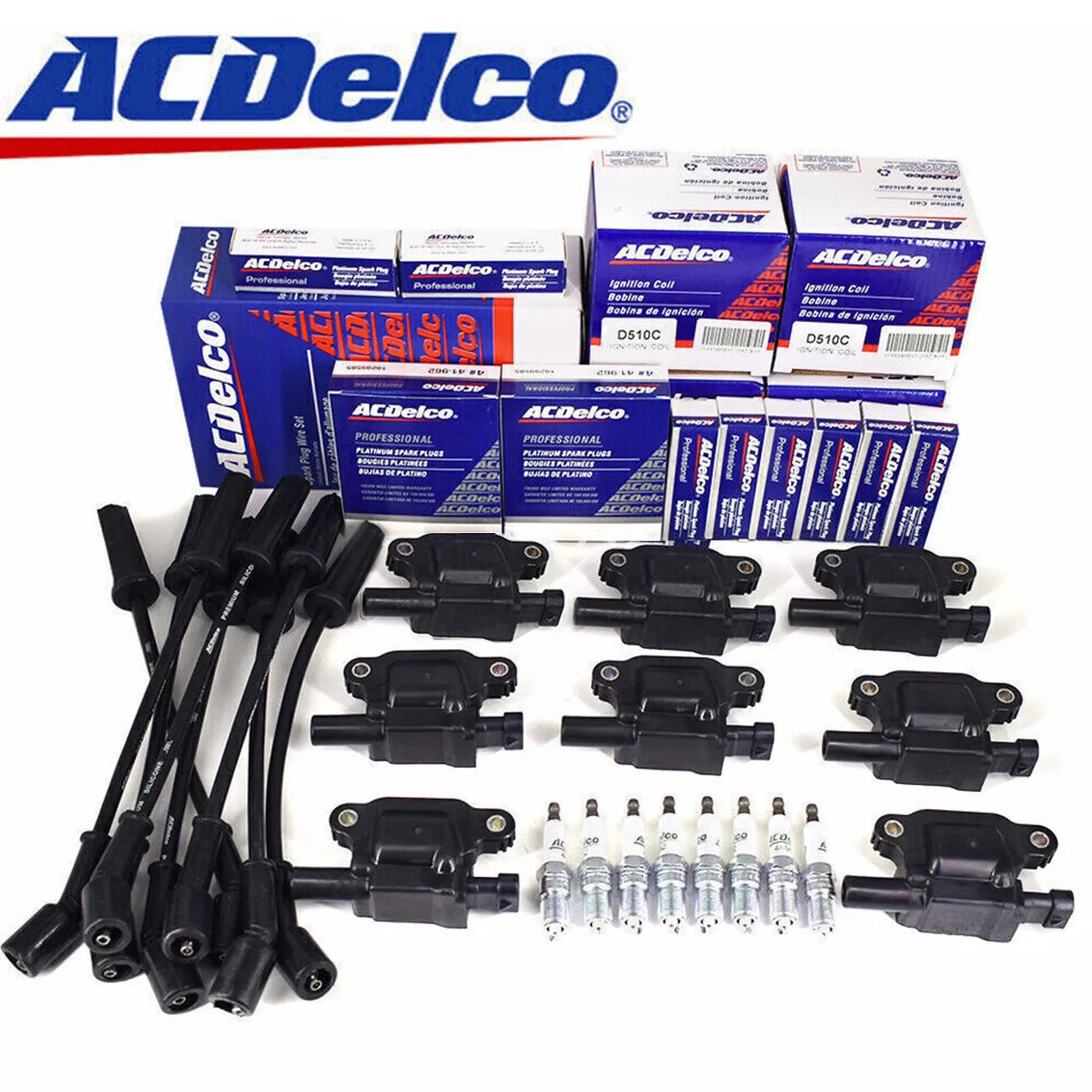 8 PACK Fit AcDelco UF413 Ignition Coil 41-110 Spark Plug 9748UU Wire. GMC OEM 8 PACK Fit AcDelco UF413 Ignition Coil 41-110 Spark Plug 9748UU Wire. GMC OEM