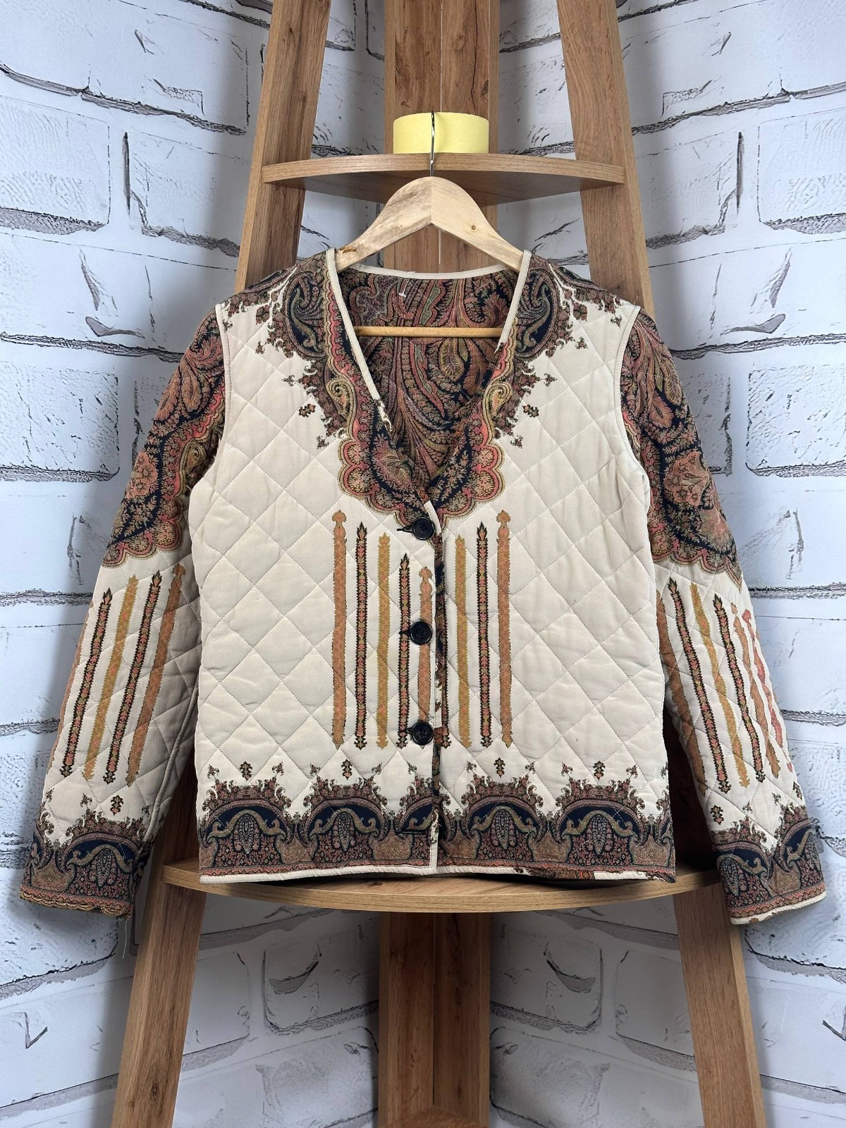 Etro Jacket Cardigan Paisley Quilted Print Luxury Size M-L