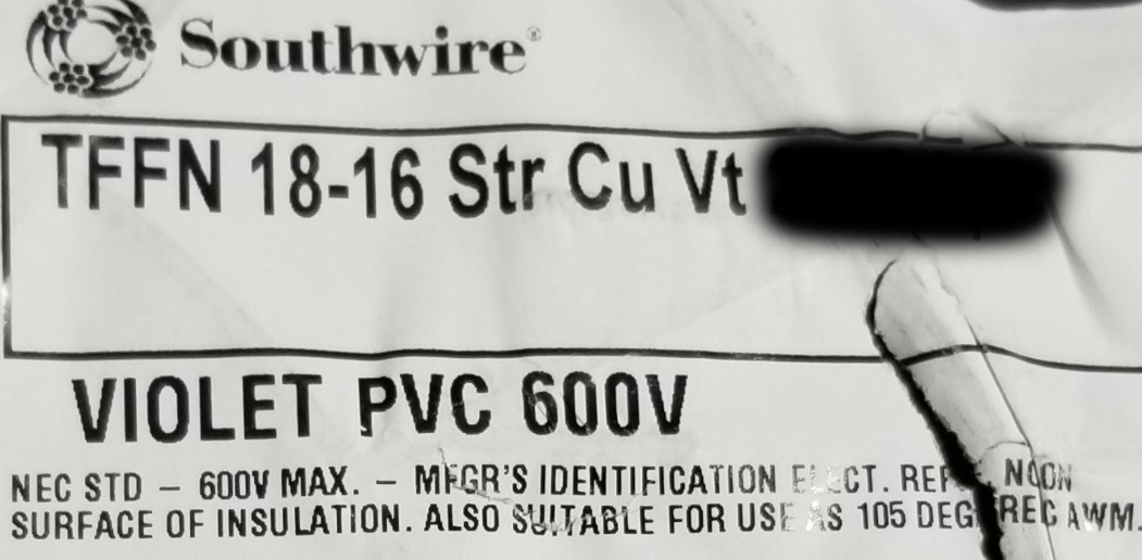 Southwire #18awg 16 Stranded TFFN/AWM/MTW Building/Fixture Wire Violet /100ft