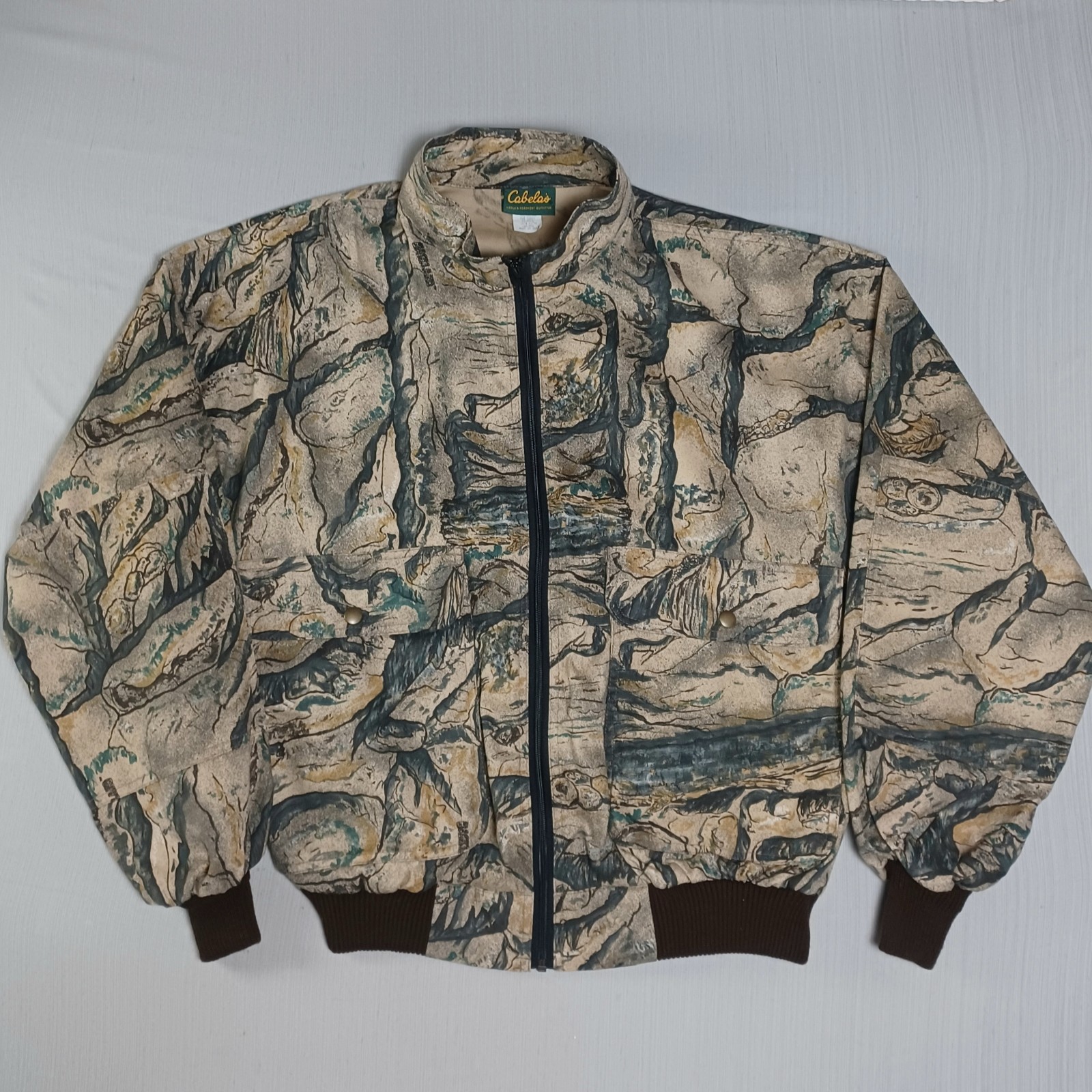 Vintage Cabelas Backland Camo Jacket Mens Large Hunting Midweight USA Made