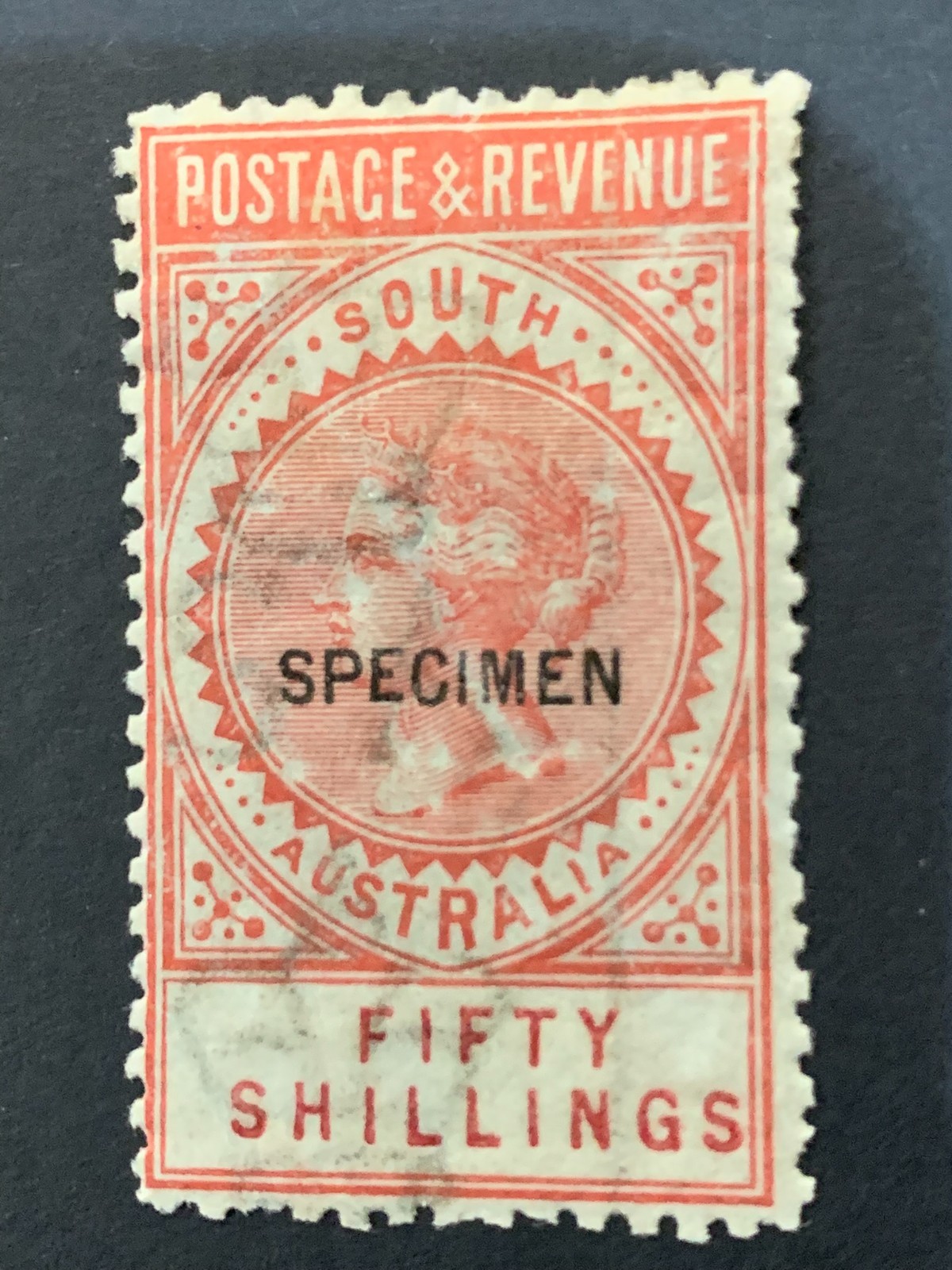 Australia - Sth. Aust - 1886-96 - Long Tom \'SPECIMEN\' - 50/- Pink - MINT Australia - Sth. Aust - 1886-96 - Long Tom \'SPECIMEN\' - 50/- Pink - MINT