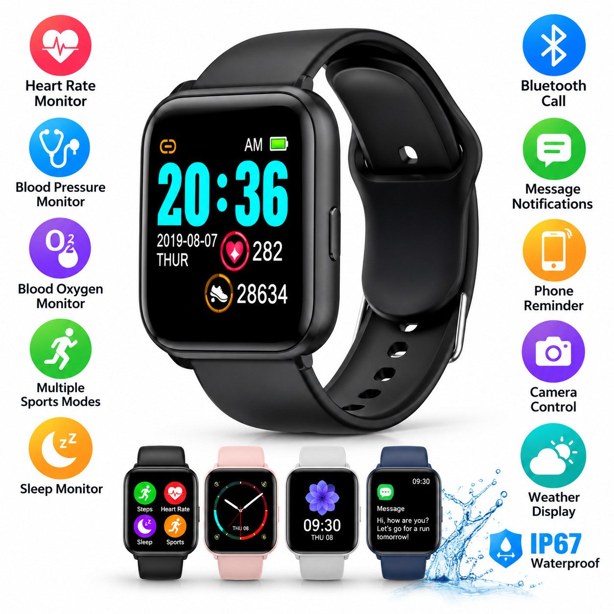 2026 Smart Watch Men/Women, Waterproof Smartwatch Bluetooth For iPhone Samsung