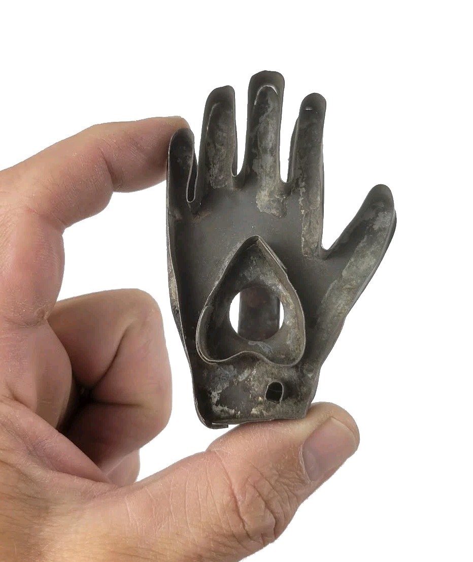 Antique RARE Heart-In-Hand Cookie Cutter Folk Art Primitive Ornament AAFA