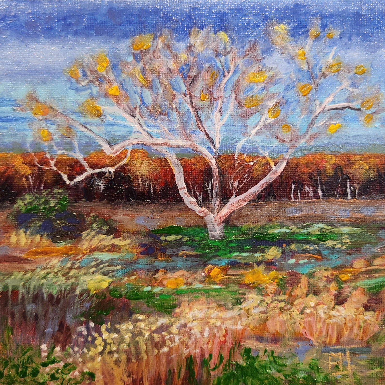 Signed Oil Painting Landscape Tree original Signed Oil Painting Landscape Tree original